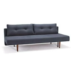 Диван Recast Plus с ножками из темного дерева и черной рамой, тёмно-синий