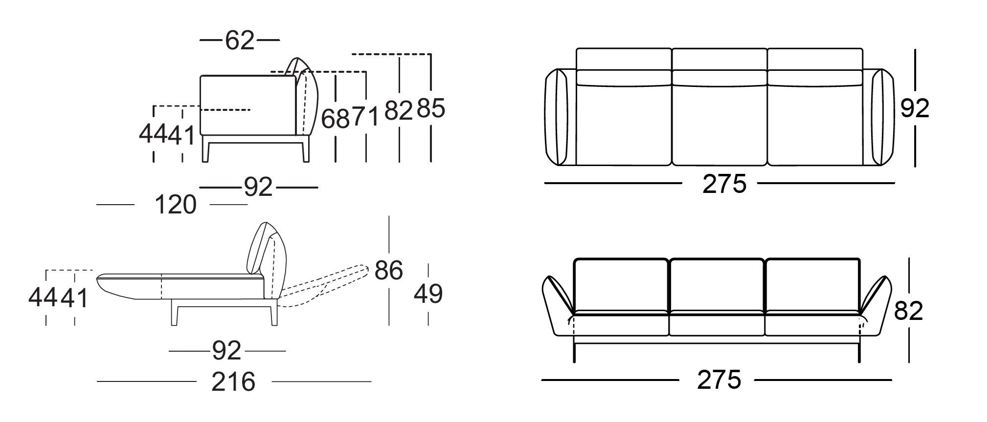4-местный диван с полуостровом Rolf Benz Rolf Benz 386 MERA ARCH-00059086 - Вид №4