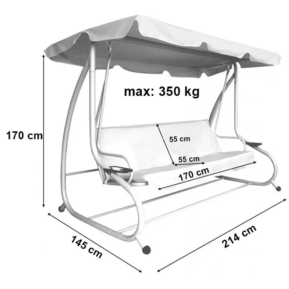 Качели садовые Вардэ 2 3-х местные до 350 кг коричневый GREENGARD Вардэ-2 STLM-2141989 - Вид №5