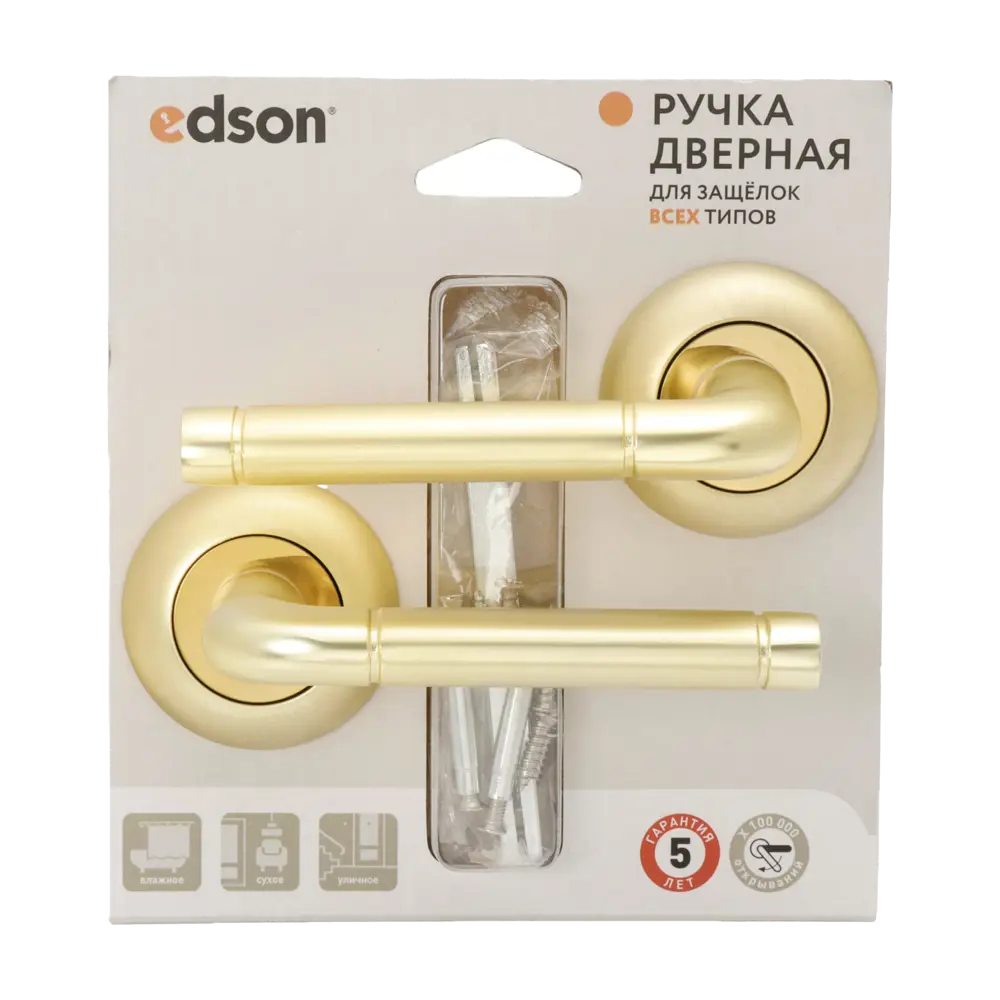 Дверная ручка на розетке Edson EDS-01-Z01 без запирания цвет золото 89456822 STLM-2050560  - Вид №2