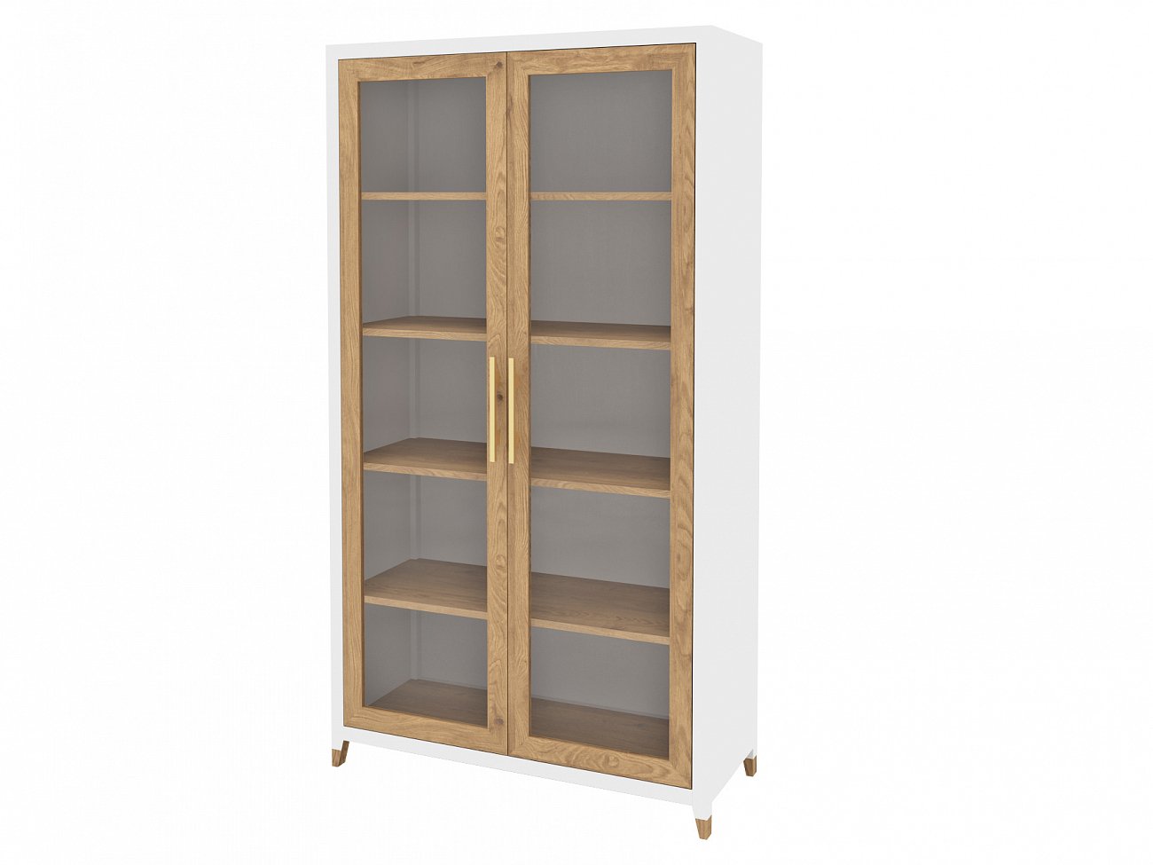 Книжный шкаф белый со стеклянными дверцами Arnika FURNITERA ARNIKA 120366 Белый;коричневый  - Вид №1