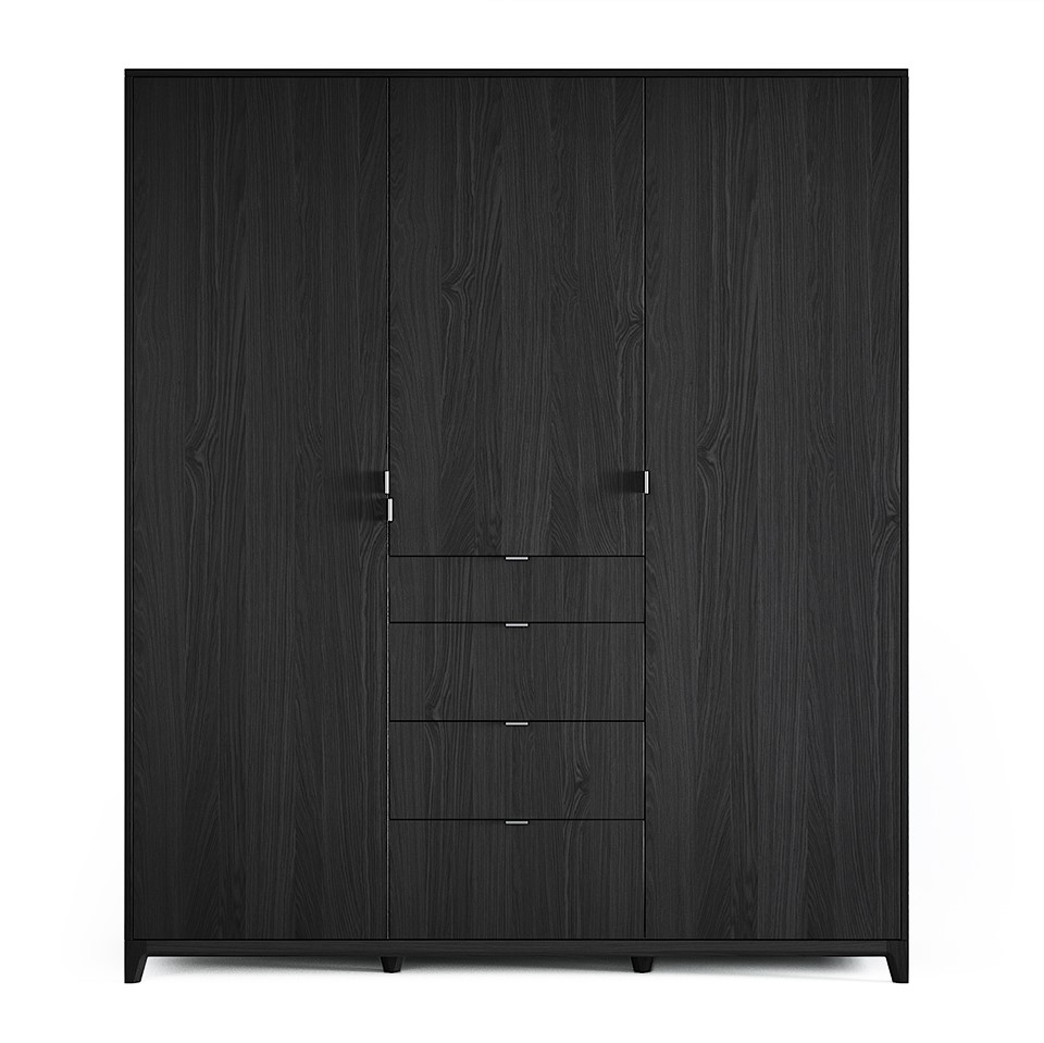 Шкаф двухдверный с ящиками черный Case №2 THE IDEA  210388 Коричневый;черный  - Вид №1