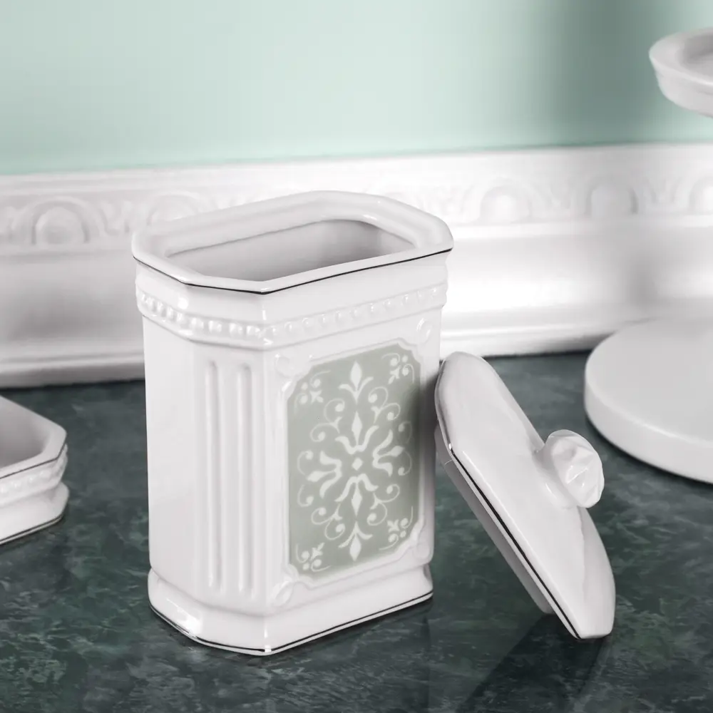 Контейнер для ватных дисков Hermitage цвет белый/зелёный WESS STLM-2053257 - Вид №2