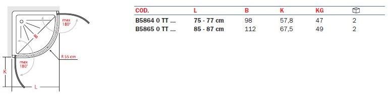 INDA® Полукруглая стеклянная душевая кабина с распашной дверцей Claire design B586…0 - Вид №1