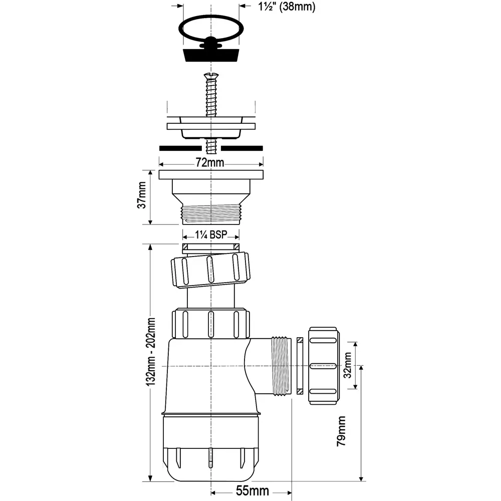 Сифон McALPINE для раковины с регулируемой высотой и защитой от запахов 82422809 STLM-0027101 - Вид №4