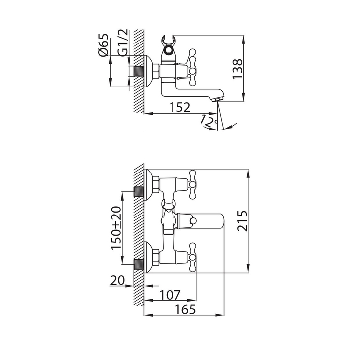 BOSSB00M02 Milardo Bosfor Смеситель для ванны с коротким изливом Bosfor Россия  - Вид №7