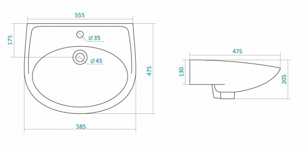 101621 Подвесная раковина настенная круглая SANTEK  белая  - Вид №1