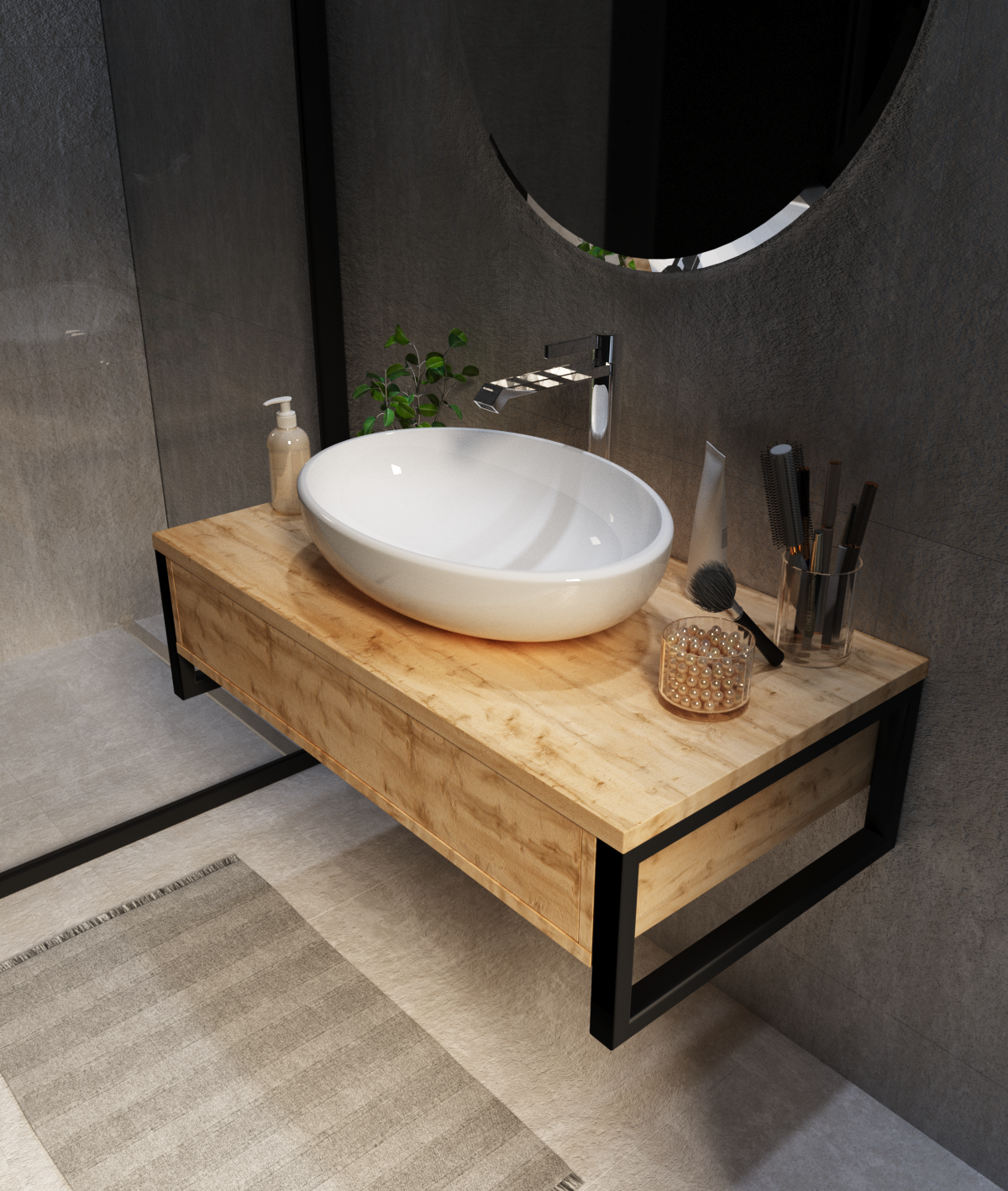 У85844 Тумба GRUNGE LOFT 100П 1в.я Дуб Вотан 1 Marka GRUNGE LOFT  - Вид №4