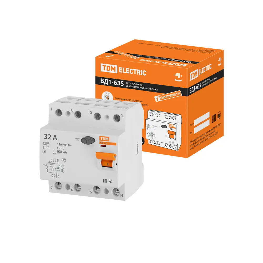 УЗО TDM Electric ВД1-63S 4Р 32 А 100 мА 6 кА AC 89347158 STLM-2128777  - Вид №6