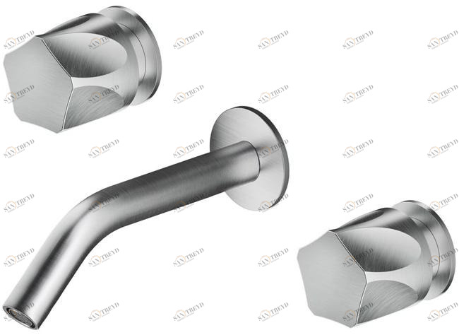 MGS Смеситель для умывальника из нержавеющей стали настенный с раздельными розетками Penta sun-id-1375428