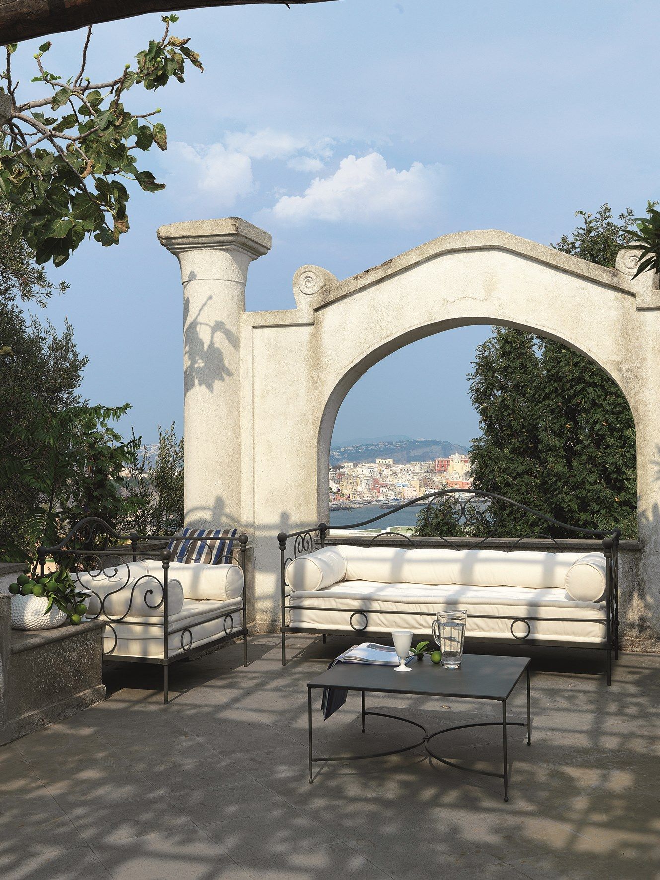 Садовый диван из железа и акриловой ткани Unopiù Aurora ARCH-00073330 - Вид №1