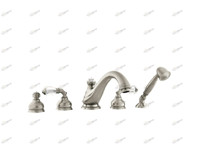 041616.A00.62 Набор для ванны с пятью отверстиями и кристаллами сваровски Сатин никель Mestre Austral