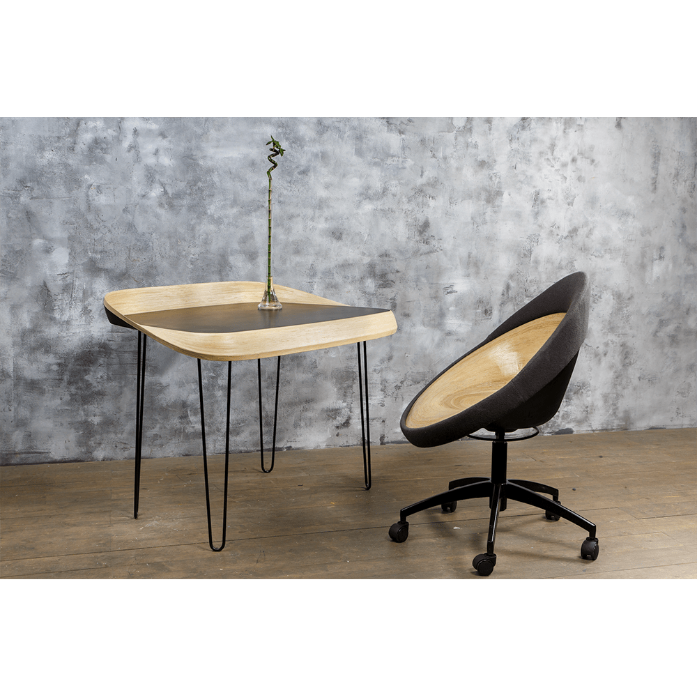 Письменный стол черный фигурный с деревянной отделкой Nod MONTLY NOD 128933 Бежевый;черный  - Вид №3