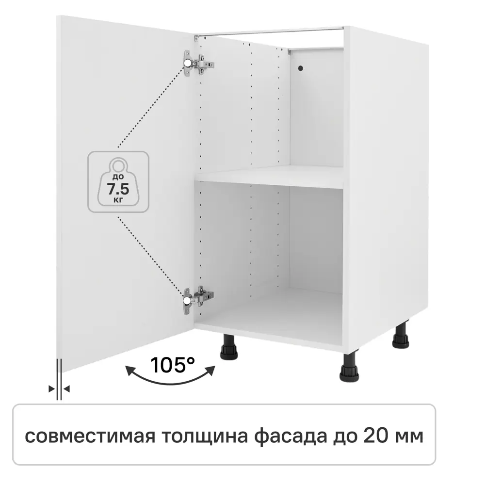 Комплект петель плавного закрывания для углового шкафа 105 градусов сталь 2 шт. 88910260 STLM-2165386 STANDERS  - Вид №1