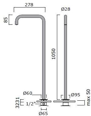 MINA Смеситель для раковины на 2 отверстия Stiriana 6328t+6190 - Вид №1