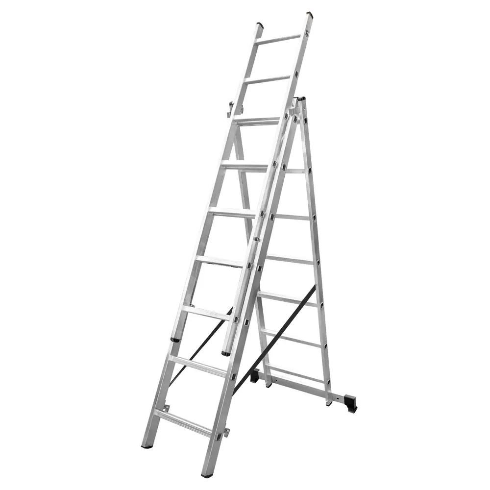 Лестница раскладная выдвижная 3-секционная Standers 3.08 м 7 ступеней STLM-2116789 - Вид №1