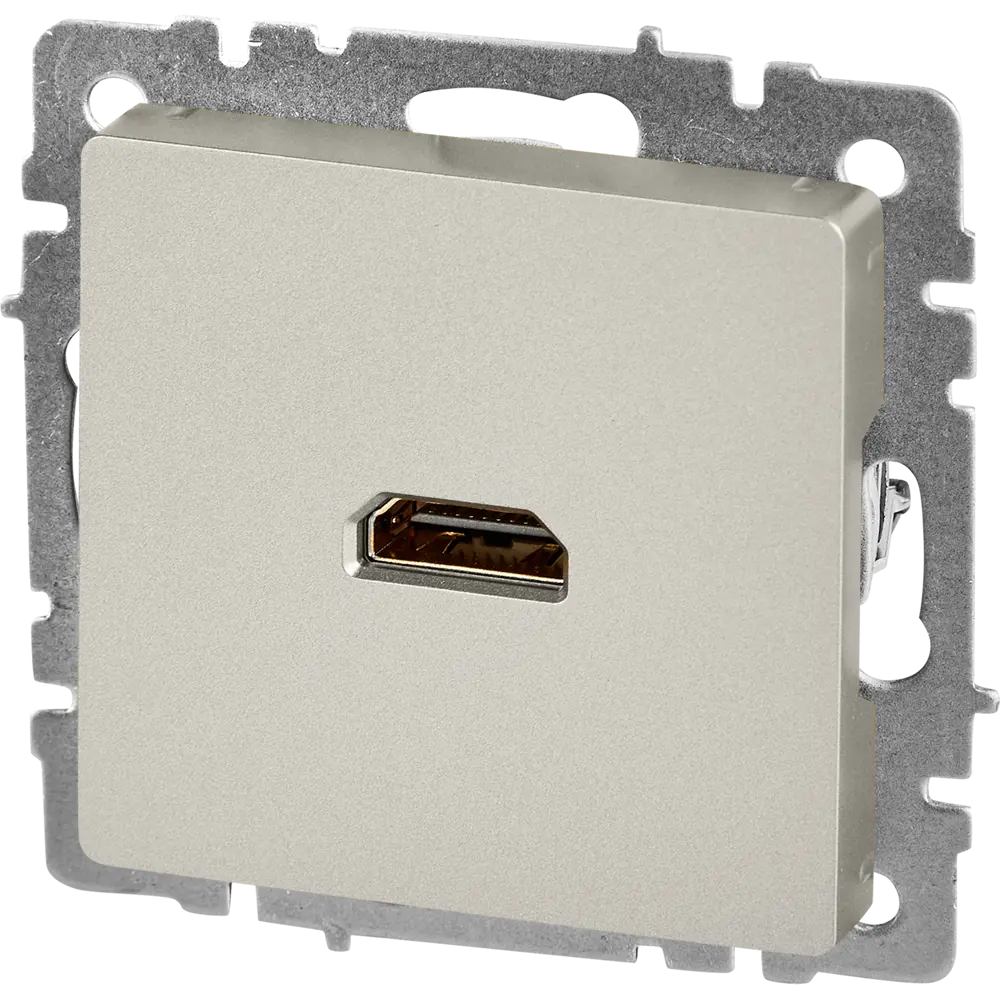 Розетка HDMI IEK Brite для скрытого монтажа в цвете сталь 87761619 STLM-1107981 - Вид №1