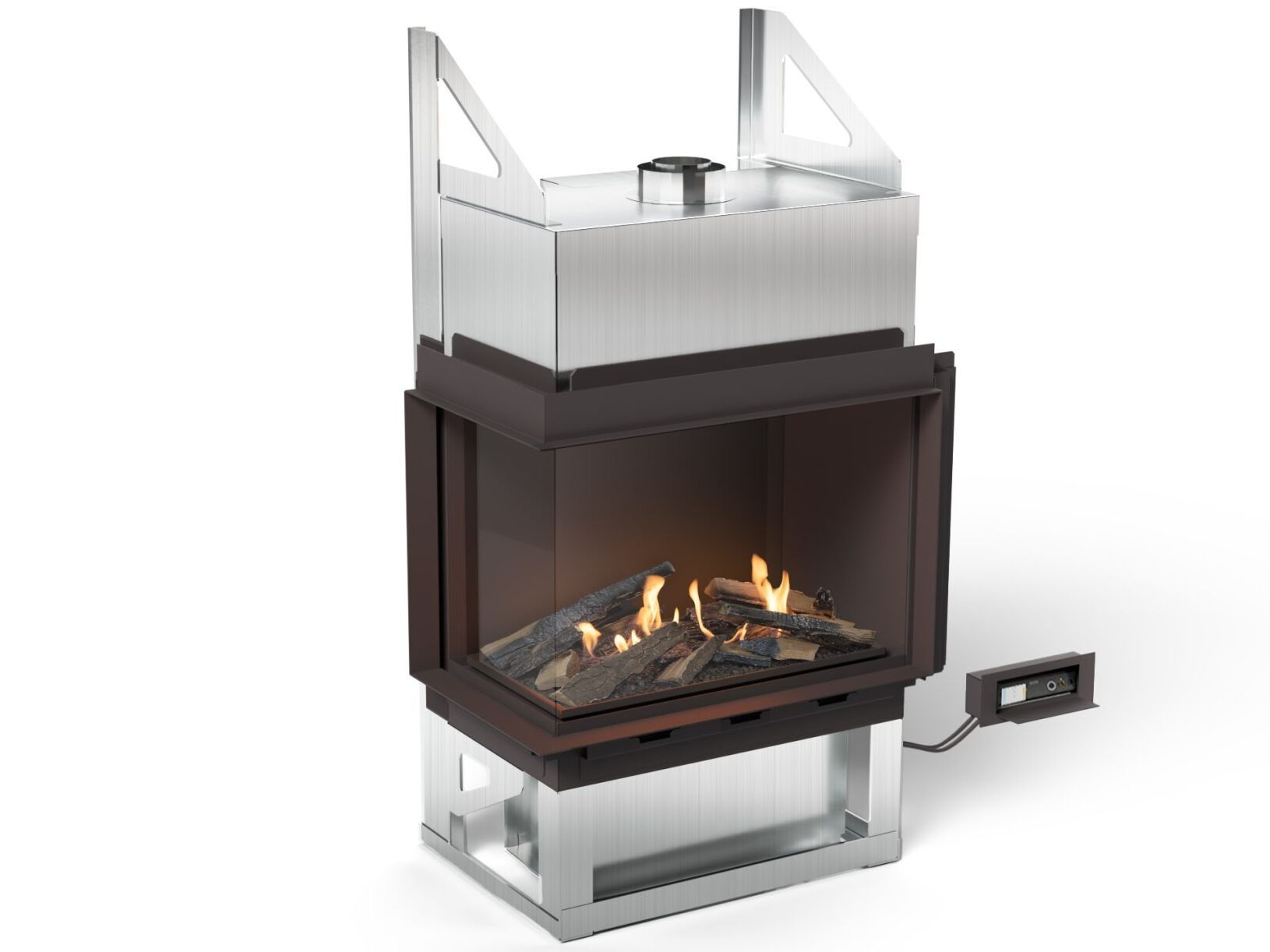 Угловой утопленный камин из закаленного стекла Planika Sono ARCH-00122018