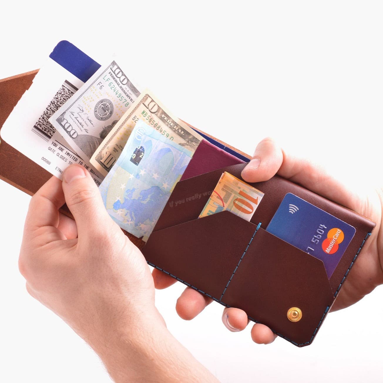 W105CHES Дорожный кошелек - Каштан Wingback  - Вид №1