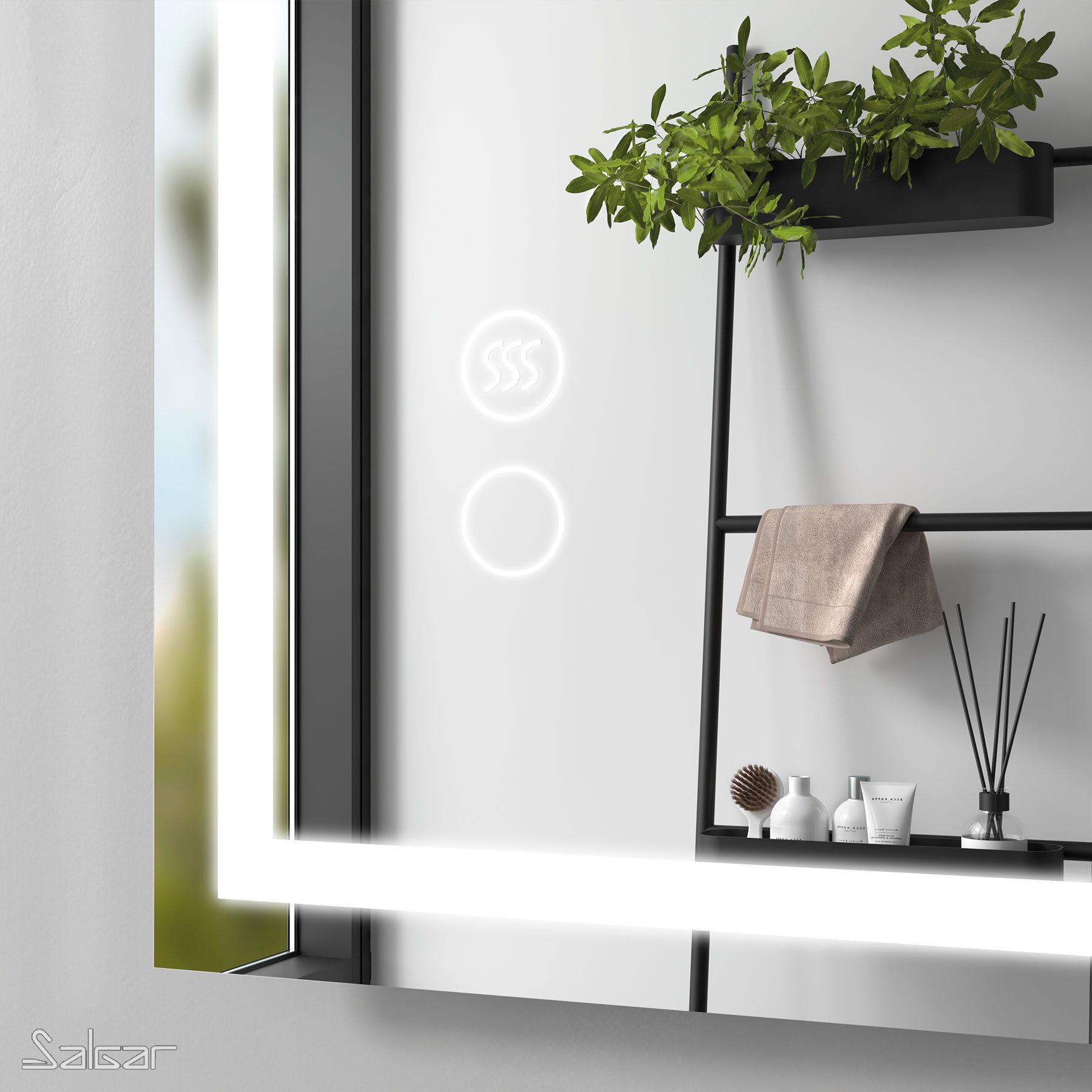 87854 SALGAR Зеркало CHICAGO II 1000 горизонтальное вертикальное со светодиодным датчиком света и противотуманным (30 Вт) IP 44 1000 x 600 мм - Вид №4