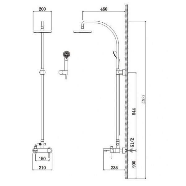 Душевая стойка с краном Schein (Германия) Icon 47415 sun-id-561400 - Вид №1