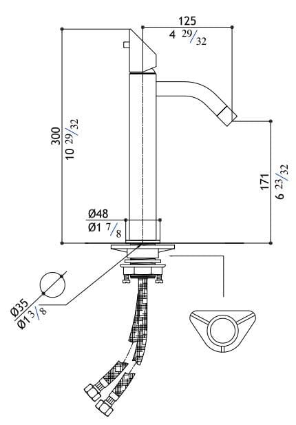 Однорычажный смеситель для раковины из нержавеющей стали MGS ARCH-00062733 - Вид №2