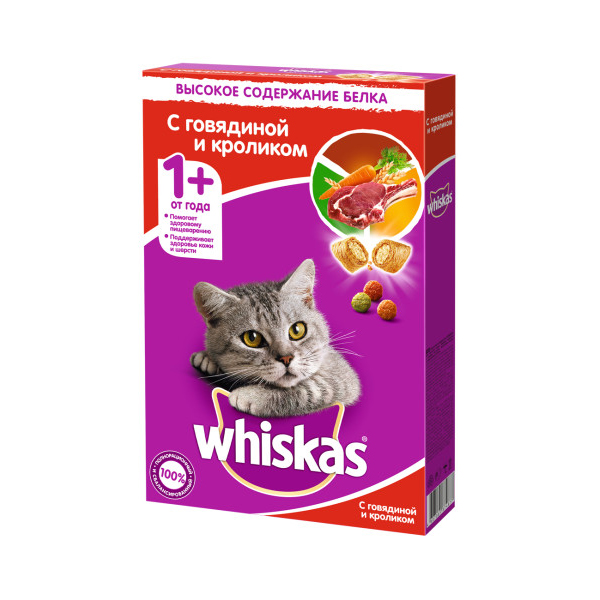 ПР0029604 Корм для кошек подушечки с паштетом говядина, ягненок, кролик сух. 350г WHISKAS 