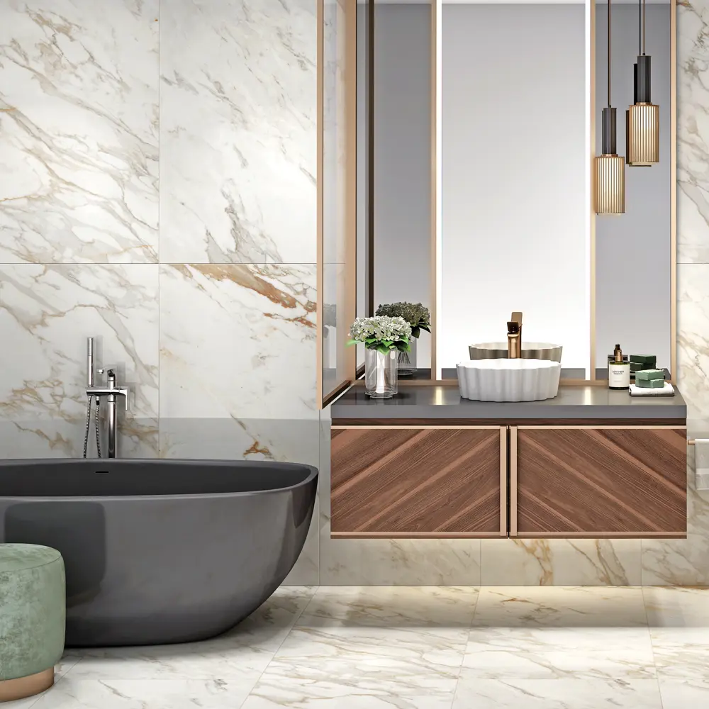 Керамогранит Arcadia Ceramica Calacatta Oro 60x120 см 1.44 м² глянцевый цвет белый STLM-2013416