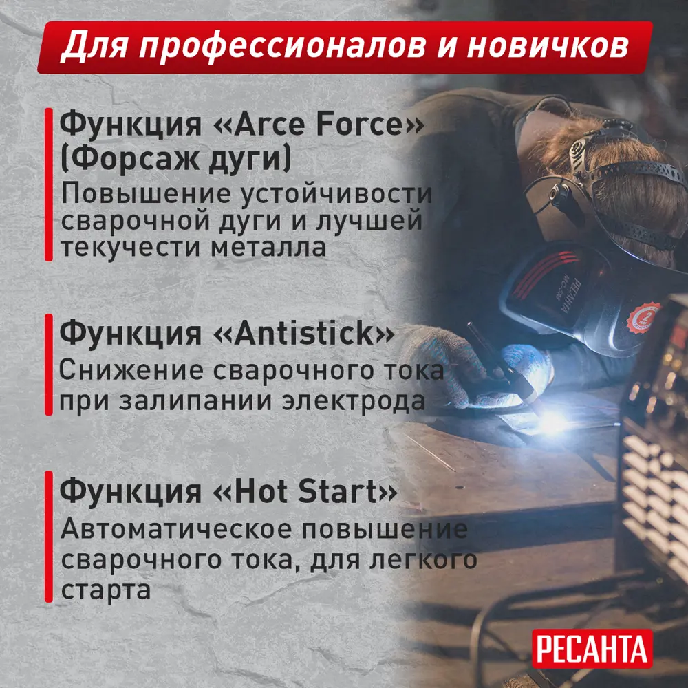 Сварочный аппарат инверторный Ресанта 250ПН, 250 А, до 6 мм 82171966 STLM-2034420  - Вид №9