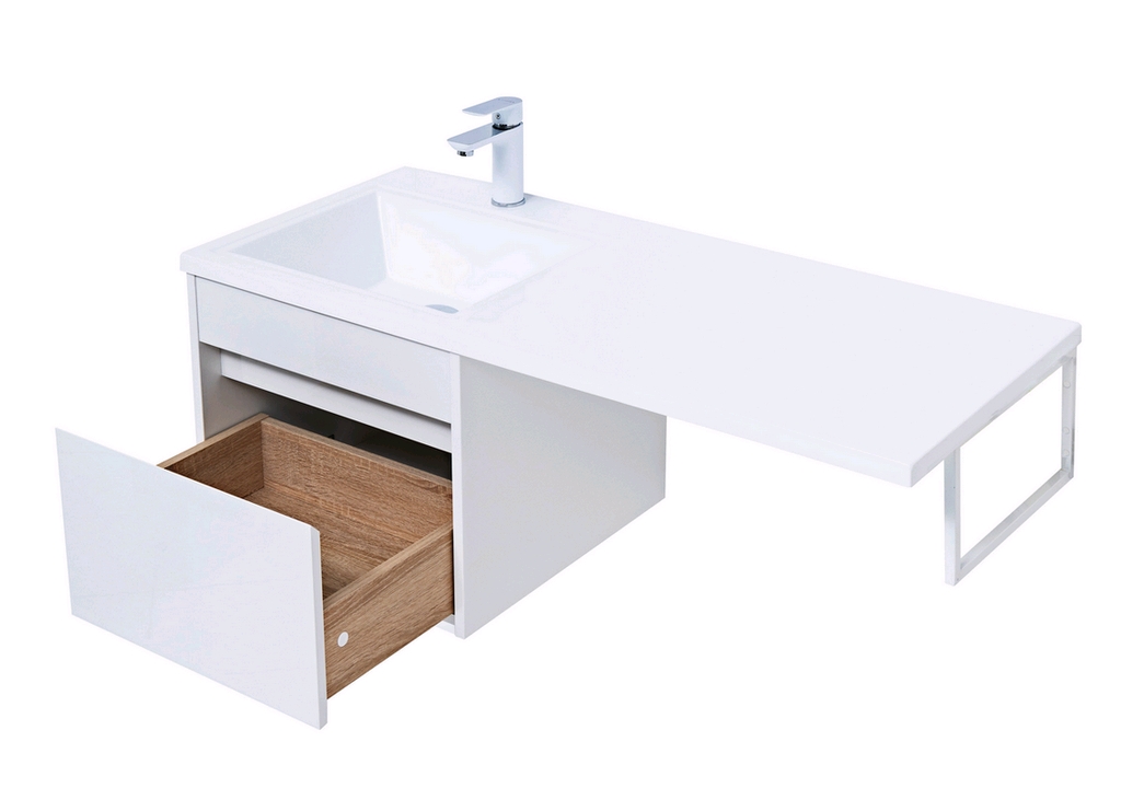 Тумба с раковиной Aquanet Токио 110 L белый (подвесная, 1 ящик) 0023691500235497 - Вид №4
