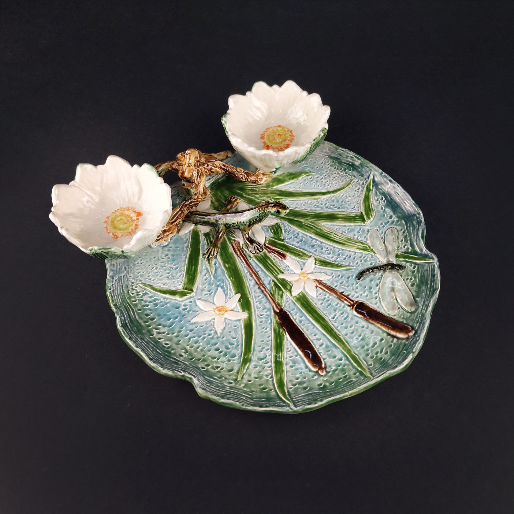 Блюдо для закусок (с двумя кувшинками) Синий PROVANSFAIENCE sun-id-994728 - Вид №17