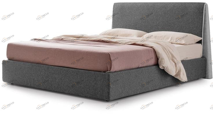 ZANETTE Двуспальная кровать с обивкой из кожи с мягким изголовьем sun-id-1469771