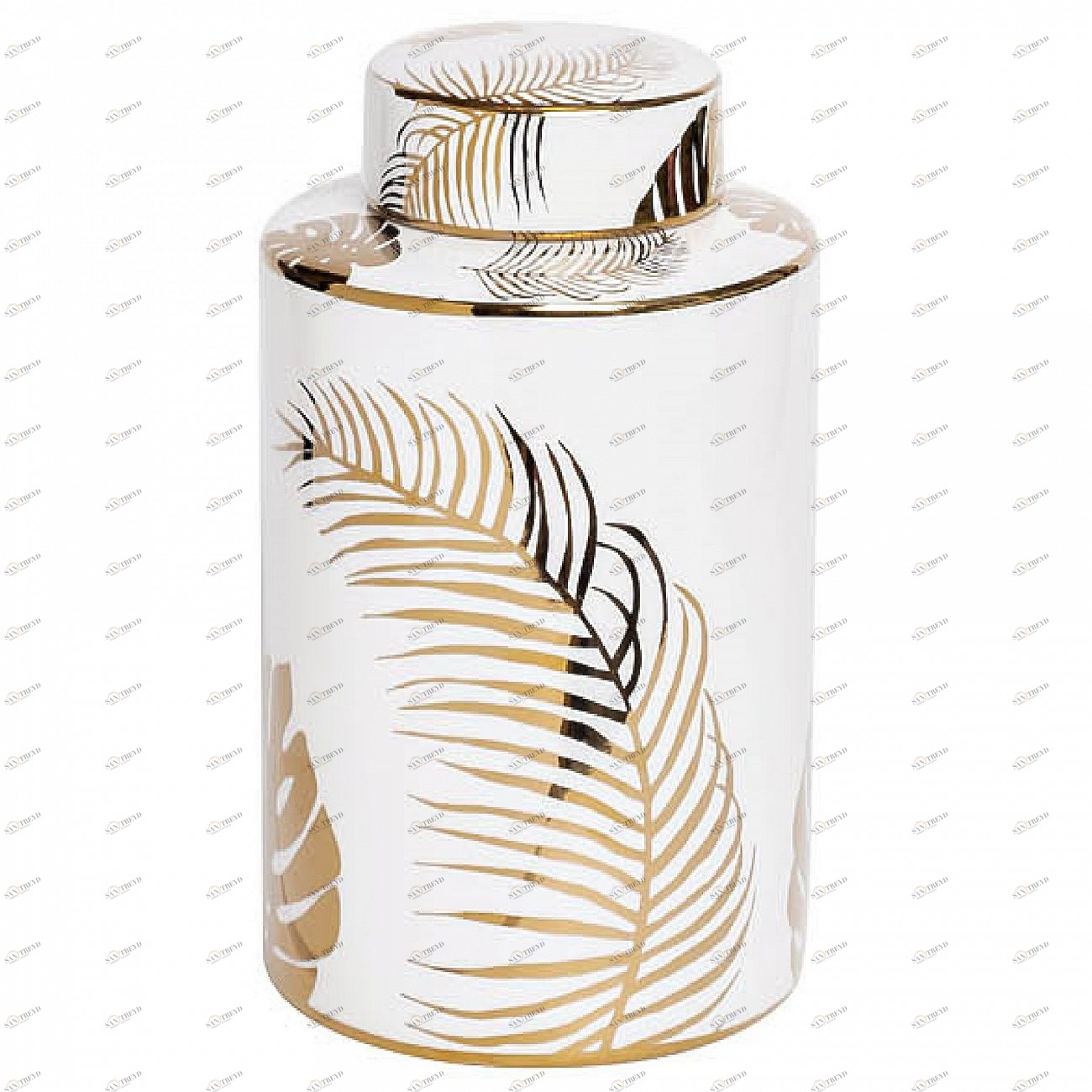 Ваза керамическая с крышкой белая 12х20 см "Листья" GARDA DECOR ДИЗАЙНЕРСКИЕ 266914 Белый 