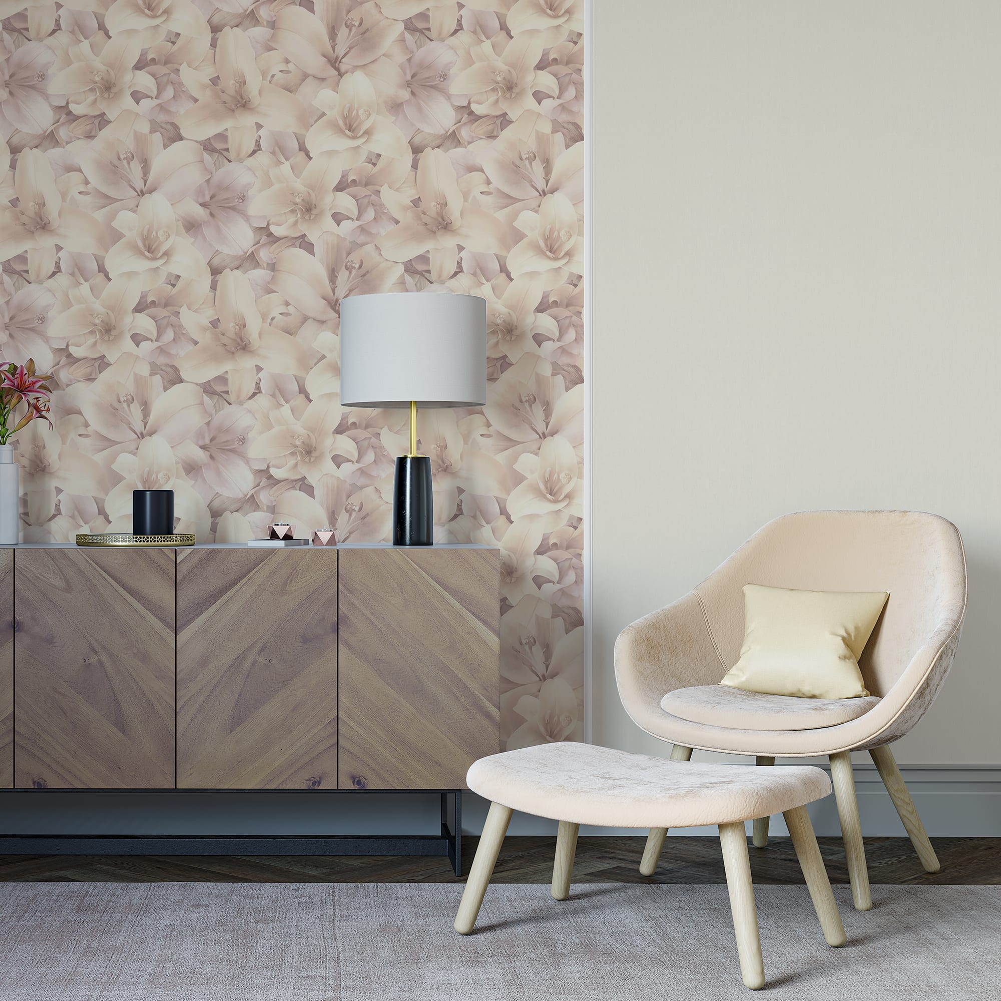 82912532 Обои флизелиновые бежевые 1.06 м PP71461-21 Lilium Santreyd - Вид №2