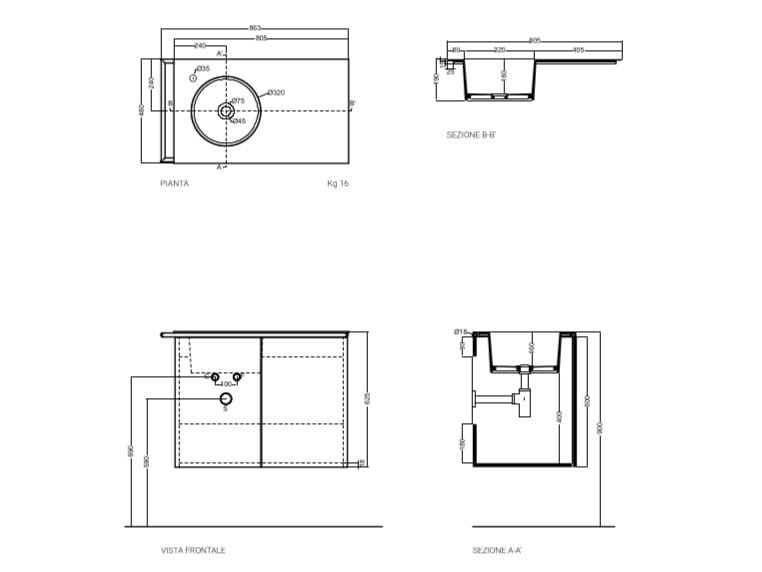 Напольная раковина из ДСП со встроенной раковиной COLAVENE 20.20 Skyland ARCH-00141999 - Вид №2