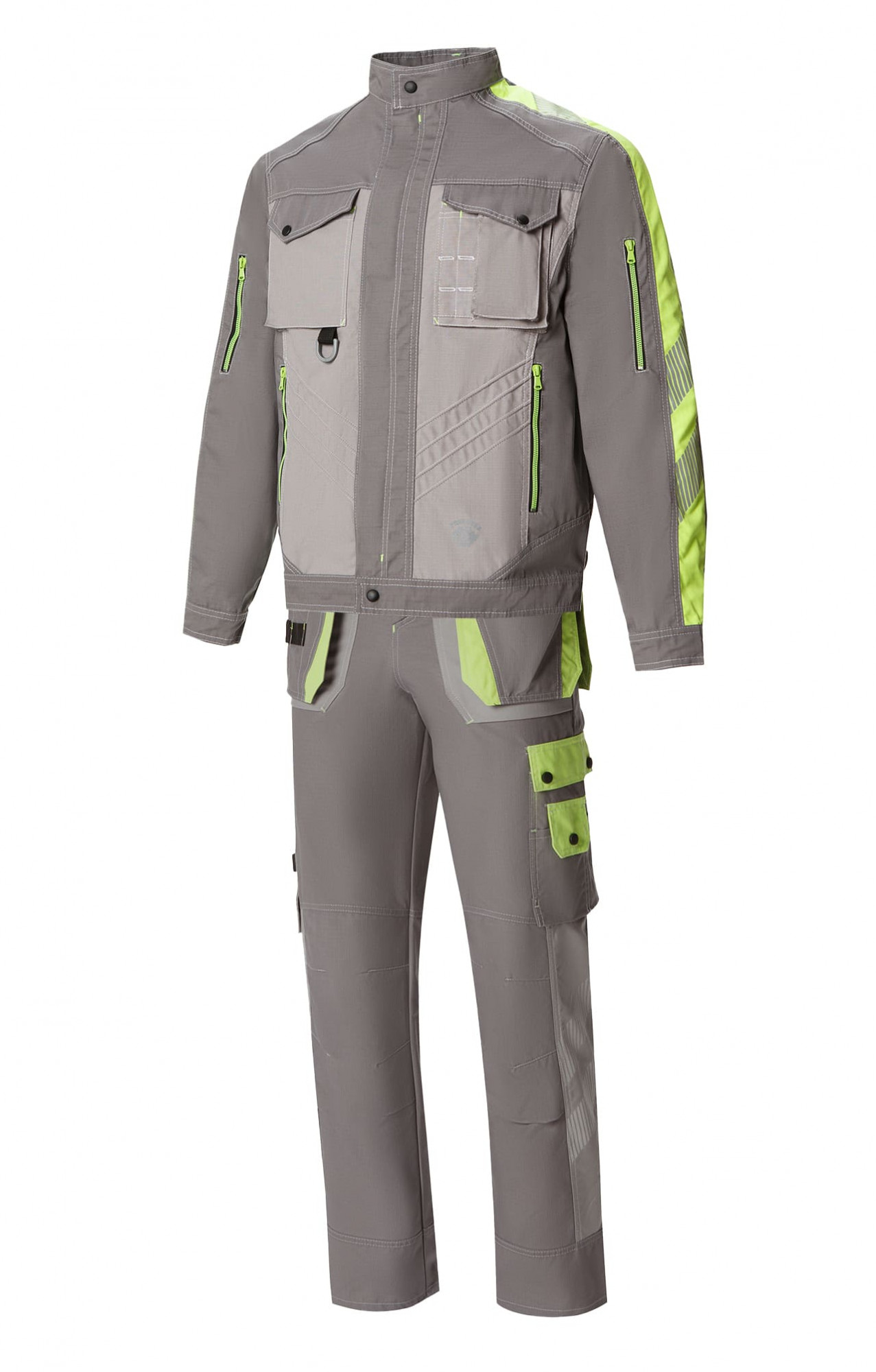 68818 Костюм "Прогресс" темно-серый светло-серый с лимонным  Летняя спецодежда  размер 52-54/182-188 