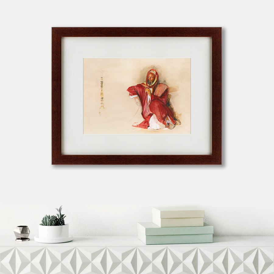 Картина в раме 52х42 см Seated arab merchant at suez КАРТИНЫ В КВАРТИРУ  135557 Бежевый;красный;разноцветный  - Вид №1