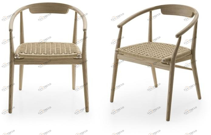 B&B Italia Стул из дерева и плетеной веревки Jens sun-id-1504810