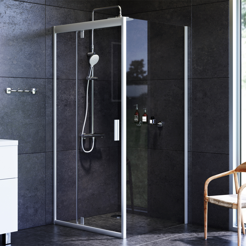 W90G-404-090MT Душевое ограждение Sqare Pivot 90x90 стекло прозрачное профиль матовый хром без AM.PM Gem