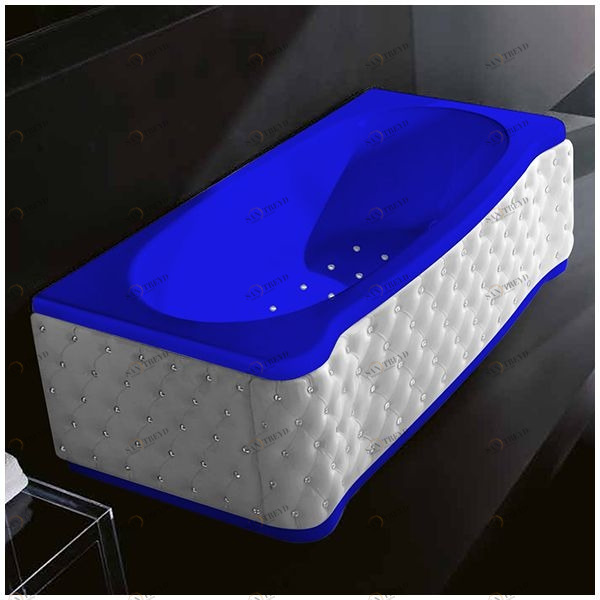 Ванна Gruppo treesse New Classic Young STA-V674C-DX-KBS-SI синяя с аэромассажем прямоугольная правая белая кожа кристаллы сваровски STAV674CDXKBSSI