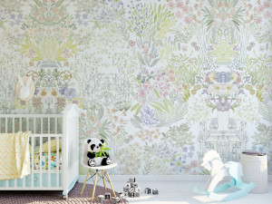 Детские панорамные обои с цветочными мотивами
