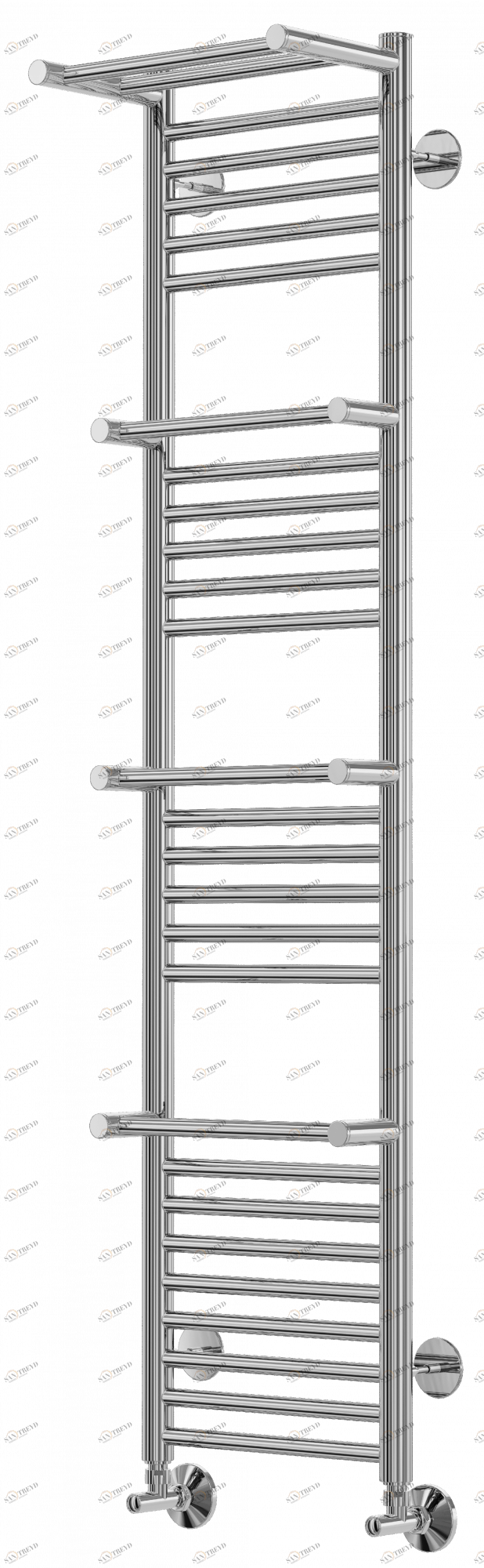 4660059582306 СТАНДАРТ Аврора с полками П27 300х1390 (9+6+6+6) Полотенцесушитель TERMINUS Нержавеющая сталь