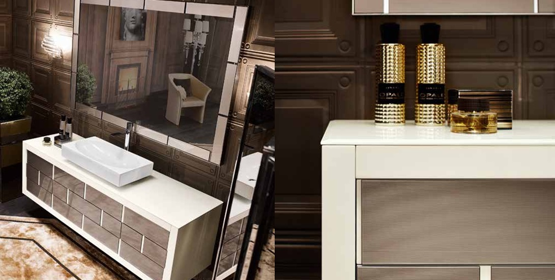 Комбинация ванной комнаты R04 в отделке VETRO extrachiaro riso MILLDUE RITZ RITZ04 - Вид №1