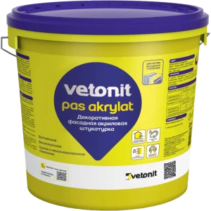Декоративная штукатурка Vetonit ПАС Акрилат акриловая 1.5мм "шуба" база 100А белая 25кг