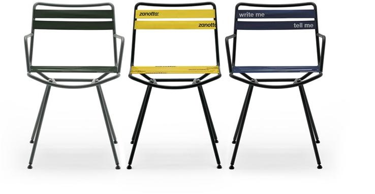 Zanotta Стул с подлокотниками из стали и лентами из полиэфирной пряжи Dan sun-id-1502979 - Вид №3