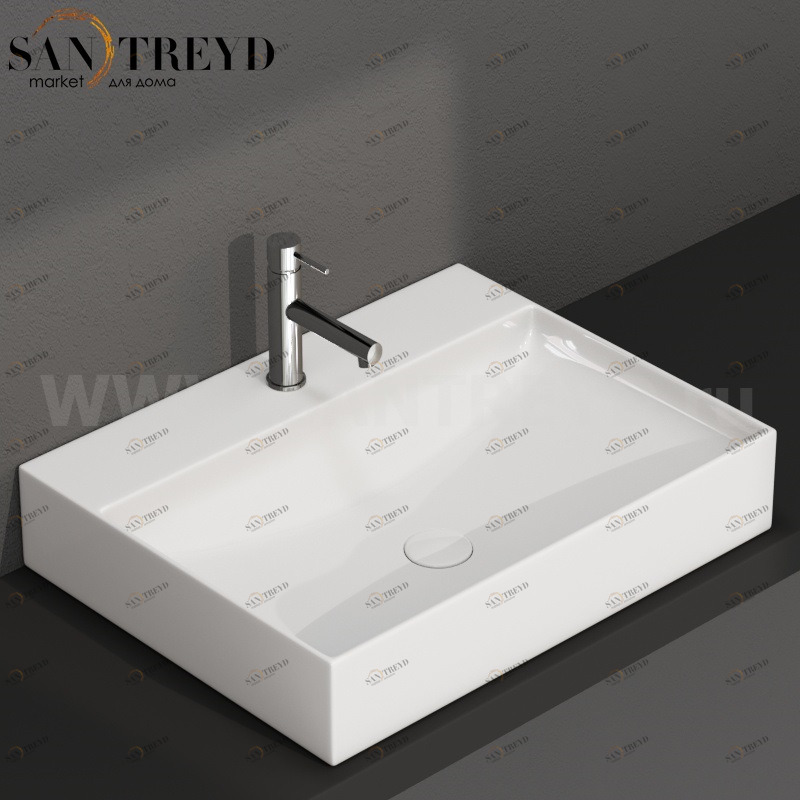 B6R65BI Подвесная раковина настенная прямоугольная Ceramica Globo T-EDGE белая