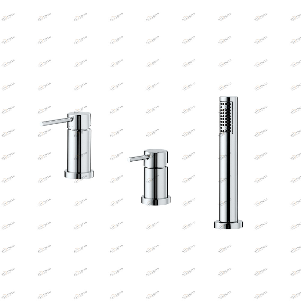 Смеситель на борт ванны с переключателемпотоков и ручным душем из латуни, без излива. XT NEWFORM Италия 4284C