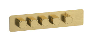 External part of thermostatic 4 ways, square plate, horizontal, Coral handle WE ARE IB eua426onneo_2 Natural Brass Aqua