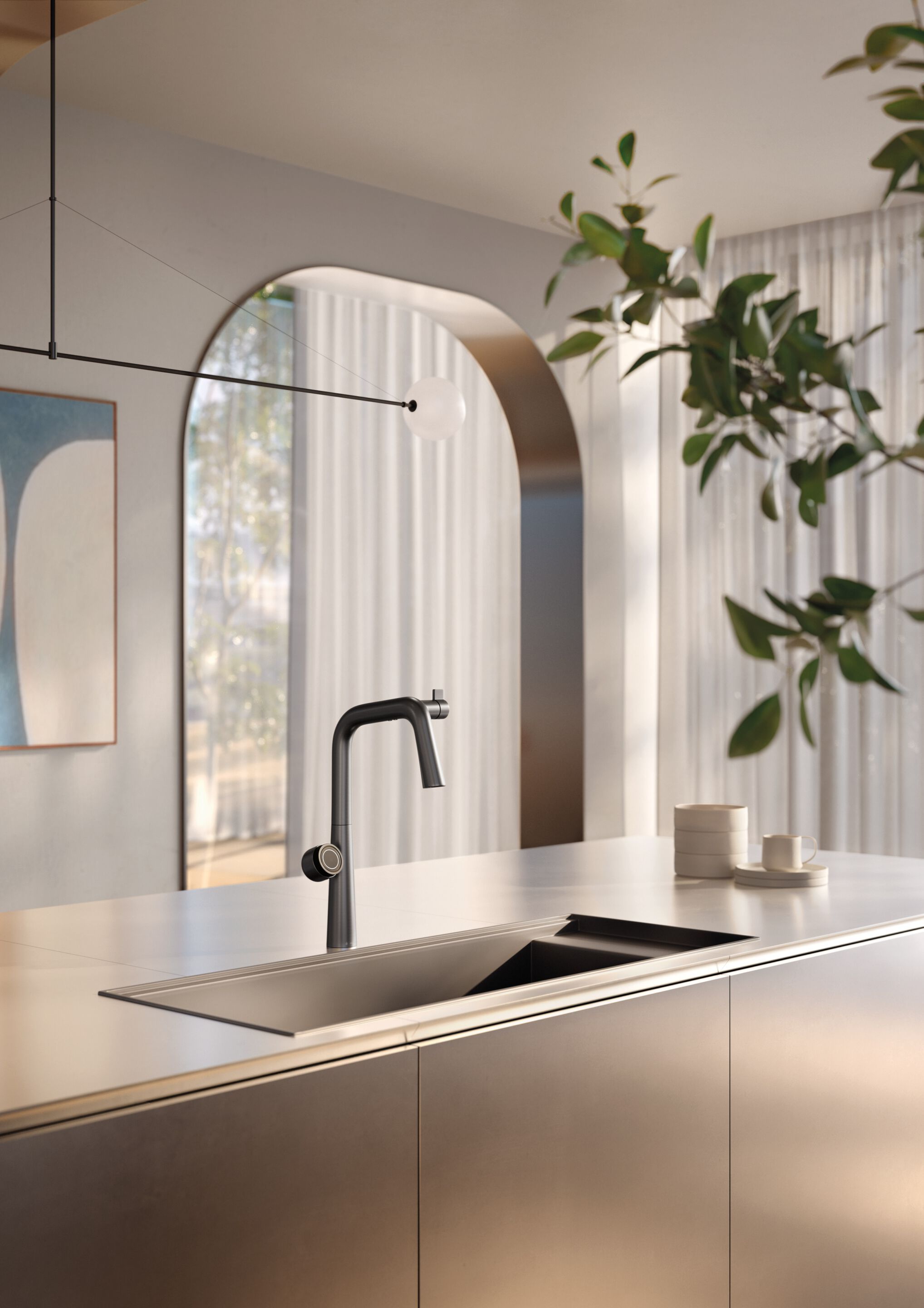 Электронный кухонный смеситель с поворотным изливом Newform ALKIMIA ARCH-00113902 - Вид №7