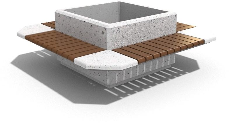 ENCHO ENCHEV - ETE Бетонная скамейка со встроенной сеялкой и спинкой  225  - Вид №3